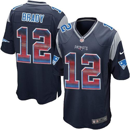Nike Patriots 12 Tom Brady Navy Blue Team Color Mens Stitched Nfl Limited Strobe Jersey