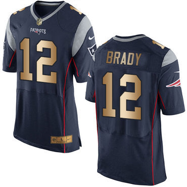 Nike Patriots 12 Tom Brady Navy Blue Team Color Mens Stitched Nfl New Elite Gold Jersey