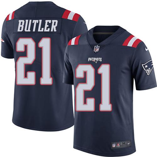 Nike Patriots 21 Malcolm Butler Navy Blue Mens Stitched Nfl Limited Rush Jersey