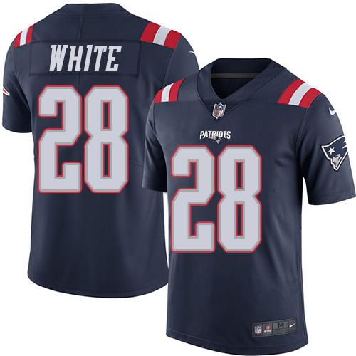Nike Patriots 28 James White Navy Blue Mens Stitched Nfl Limited Rush Jersey