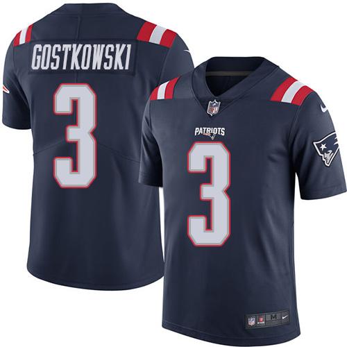 Nike Patriots 3 Stephen Gostkowski Navy Blue Mens Stitched Nfl Limited Rush Jersey