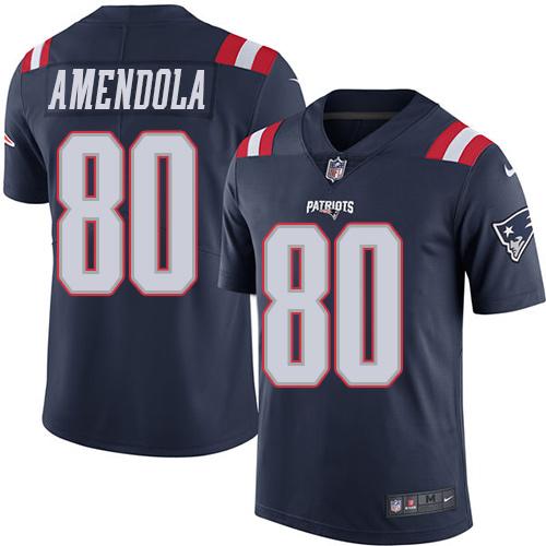 Nike Patriots 80 Danny Amendola Navy Blue Mens Stitched Nfl Limited Rush Jersey