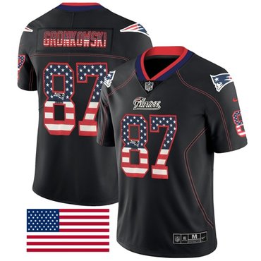 Nike Patriots 87 Rob Gronkowski Black Mens Stitched Nfl Limited Rush Usa Flag Jersey