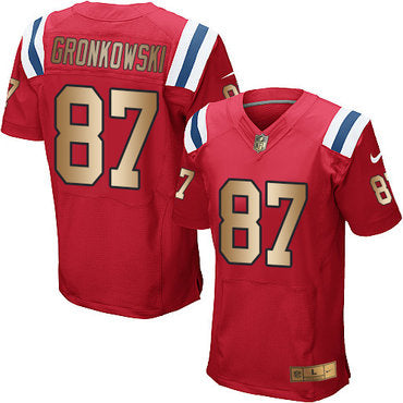 Nike Patriots 87 Rob Gronkowski Red Alternate Mens Stitched Nfl Elite Gold Jersey