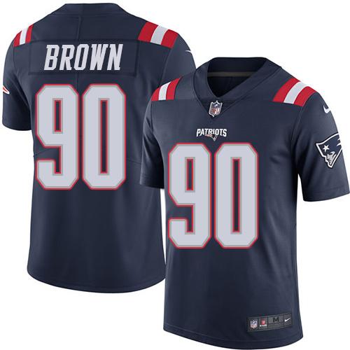 Nike Patriots 90 Malcom Brown Navy Blue Mens Stitched Nfl Limited Rush Jersey