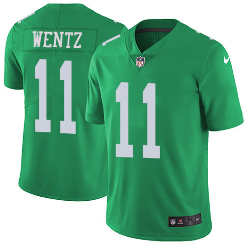 Nike Philadelphia Eagles 11 Carson Wentz Green Mens Stitched Nfl Limited Rush Jersey