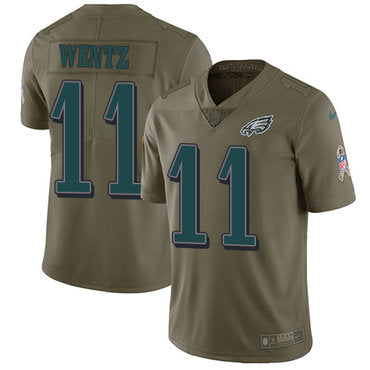 Nike Philadelphia Eagles 11 Carson Wentz Olive Mens Stitched Nfl Limited 2017 Salute To Service Jersey