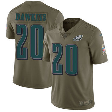 Nike Philadelphia Eagles 20 Brian Dawkins Olive Mens Stitched Nfl Limited 2017 Salute To Service Jersey