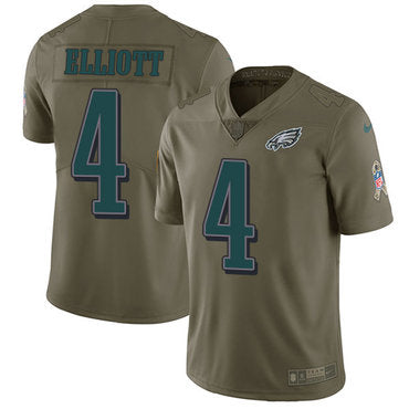 Nike Philadelphia Eagles 4 Jake Elliott Olive Mens Stitched Nfl Limited 2017 Salute To Service Jersey