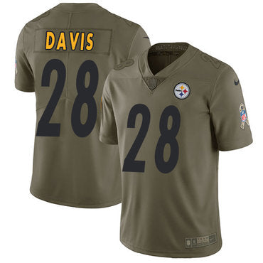 Nike Pittsburgh Steelers 28 Sean Davis Olive Mens Stitched Nfl Limited 2017 Salute To Service Jersey