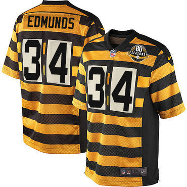 Nike Pittsburgh Steelers 34 Terrell Edmunds Yellow Black Alternate Mens Stitched Nfl 80th Throwback Elite Jersey