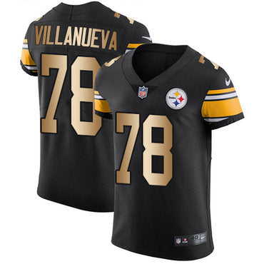 Nike Pittsburgh Steelers 78 Alejandro Villanueva Black Team Color Mens Stitched Nfl Elite Gold Jersey