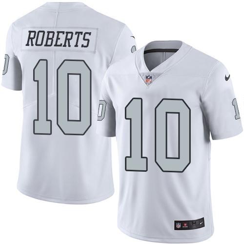 Nike Raiders 10 Seth Roberts White Mens Stitched Nfl Limited Rush Jersey