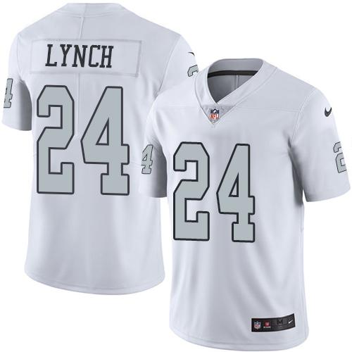 Nike Raiders 24 Marshawn Lynch White Mens Stitched Nfl Limited Rush Jersey