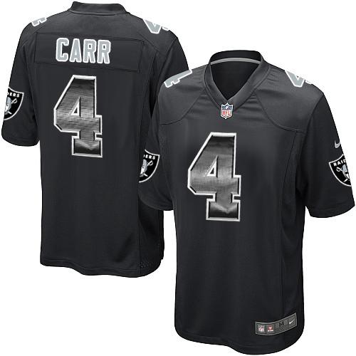 Nike Raiders 4 Derek Carr Black Team Color Mens Stitched Nfl Limited Strobe Jersey