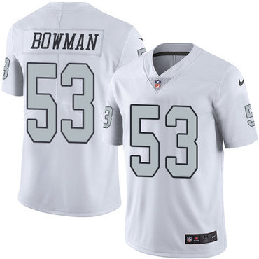 Nike Raiders 53 Navorro Bowman White Mens Stitched Nfl Limited Rush Jersey
