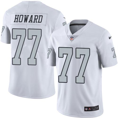Nike Raiders 77 Austin Howard White Mens Stitched Nfl Limited Rush Jersey
