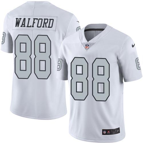 Nike Raiders 88 Clive Walford White Mens Stitched Nfl Limited Rush Jersey
