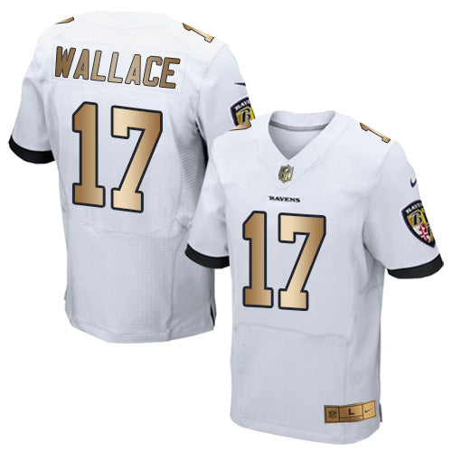 Nike Ravens 17 Mike Wallace White Mens Stitched Nfl New Elite Gold Jersey