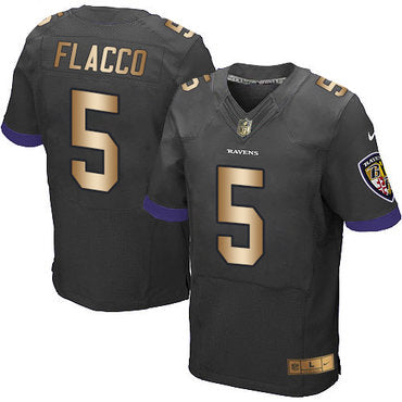 Nike Ravens 5 Joe Flacco Black Alternate Mens Stitched Nfl New Elite Gold Jersey