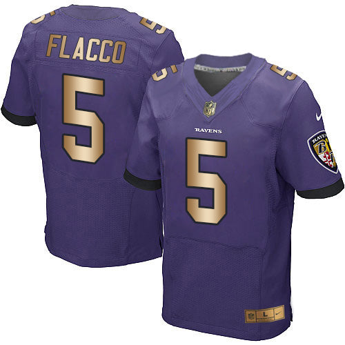 Nike Ravens 5 Joe Flacco Purple Team Color Mens Stitched Nfl New Elite Gold Jersey