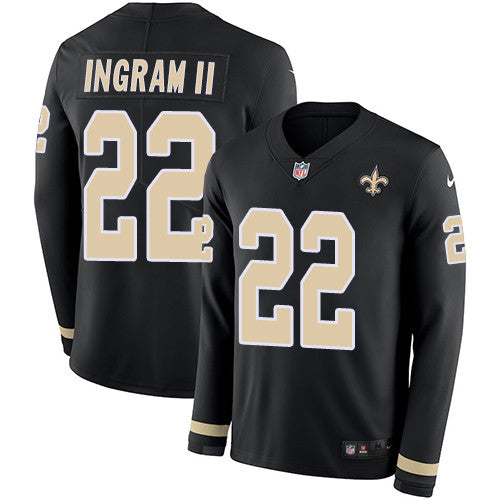 Nike Saints 22 Mark Ingram Ii Black Team Color Mens Stitched Nfl Limited Therma Long Sleeve Jersey