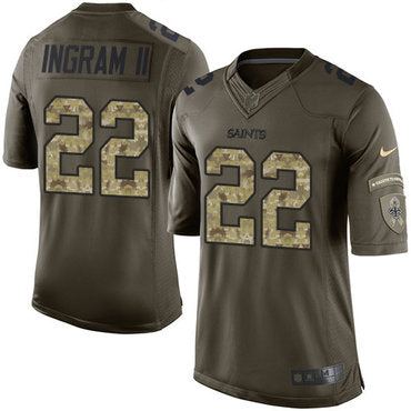 Nike Saints 22 Mark Ingram Ii Green Mens Stitched Nfl Limited 2015 Salute To Service Jersey