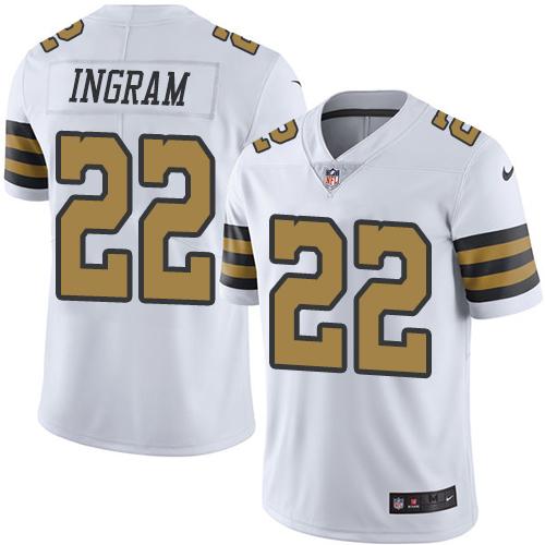 Nike Saints 22 Mark Ingram White Mens Stitched Nfl Limited Rush Jersey