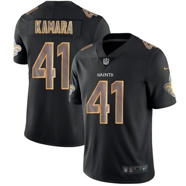 Nike Saints 41 Alvin Kamara Black Mens Stitched Nfl Limited Rush Impact Jersey