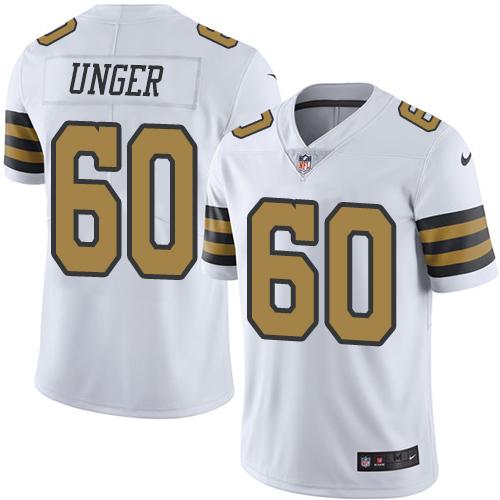 Nike Saints 60 Max Unger White Mens Stitched Nfl Limited Rush Jersey