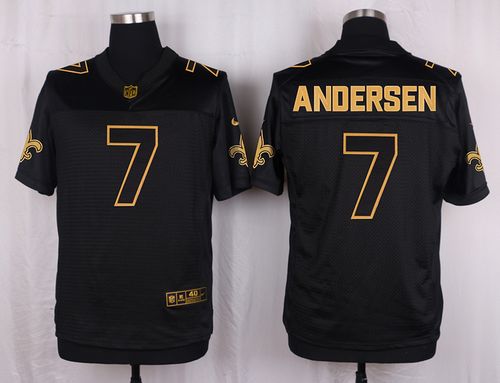 Nike Saints 7 Morten Andersen Black Mens Stitched Nfl Elite Pro Line Gold Collection Jersey