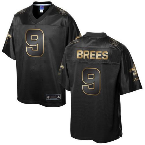 Nike Saints 9 Drew Brees Pro Line Black Gold Collection Mens Stitched Nfl Game Jersey