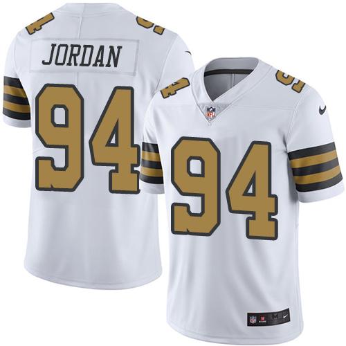 Nike Saints 94 Cameron Jordan White Mens Stitched Nfl Limited Rush Jersey