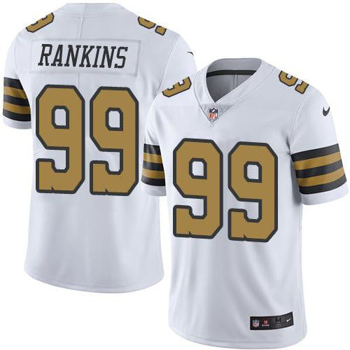 Nike Saints 99 Sheldon Rankins White Mens Stitched Nfl Limited Rush Jersey