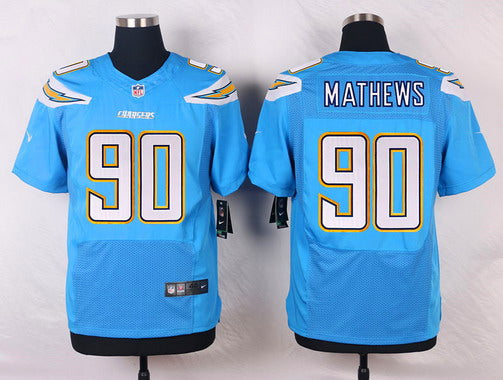 Nike San Diego Chargers 90 Ricardo Mathews Light Blue Alternate Nfl Nike Elite Jersey