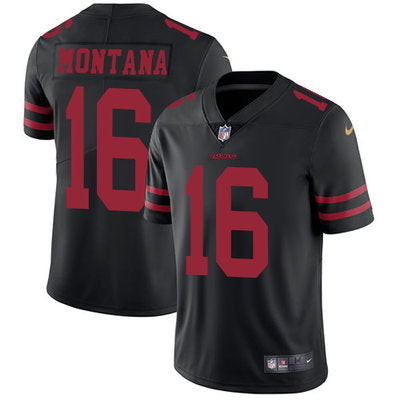 Nike San Francisco 49ers 16 Joe Montana Black Alternate Mens Stitched Nfl Vapor Untouchable Limited Jersey