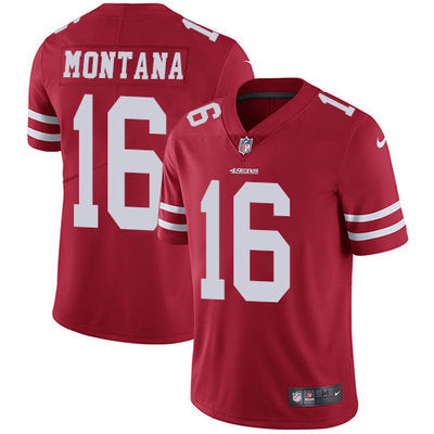 Nike San Francisco 49ers 16 Joe Montana Red Team Color Mens Stitched Nfl Vapor Untouchable Limited Jersey