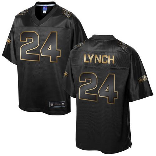 Nike Seahawks 24 Marshawn Lynch Pro Line Black Gold Collection Mens Stitched Nfl Game Jersey