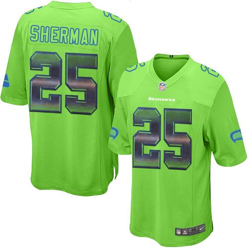 Nike Seahawks 25 Richard Sherman Green Alternate Mens Stitched Nfl Limited Strobe Jersey