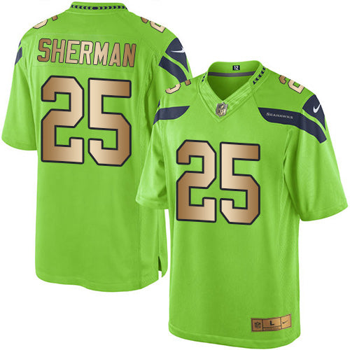 Nike Seahawks 25 Richard Sherman Green Mens Stitched Nfl Limited Gold Rush Jersey
