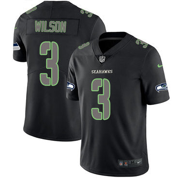 Nike Seahawks 3 Russell Wilson Black Mens Stitched Nfl Limited Rush Impact Jersey