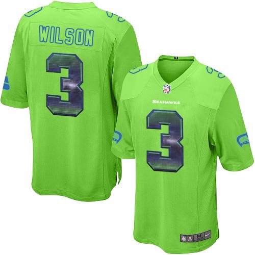 Nike Seahawks 3 Russell Wilson Green Alternate Mens Stitched Nfl Limited Strobe Jersey