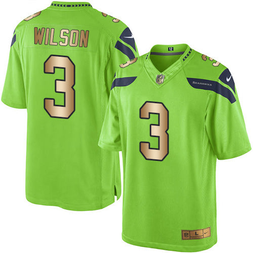 Nike Seahawks 3 Russell Wilson Green Mens Stitched Nfl Limited Gold Rush Jersey
