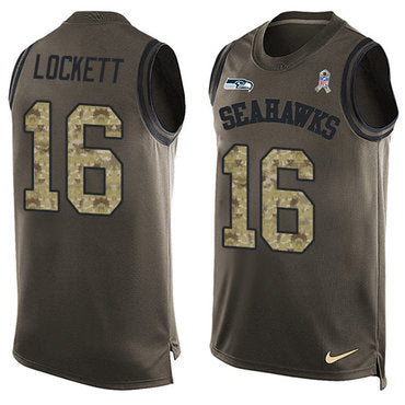 Nike Seattle Seahawks 16 Tyler Lockett Green Mens Stitched Nfl Limited Salute To Service Top Jersey