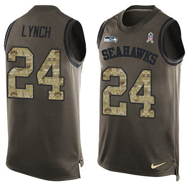 Nike Seattle Seahawks 24 Marshawn Lynch Green Mens Stitched Nfl Limited Salute To Service Tank Top Jersey