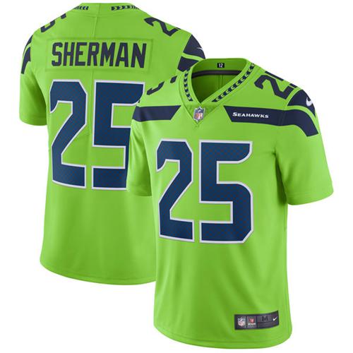 Nike Seattle Seahawks 25 Richard Sherman Green Mens Stitched Nfl Limited Rush Jersey