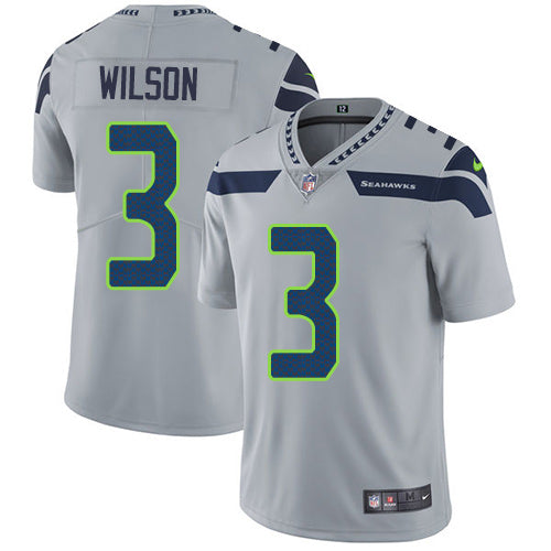 Nike Seattle Seahawks 3 Russell Wilson Grey Alternate Mens Stitched Nfl Vapor Untouchable Limited Jersey