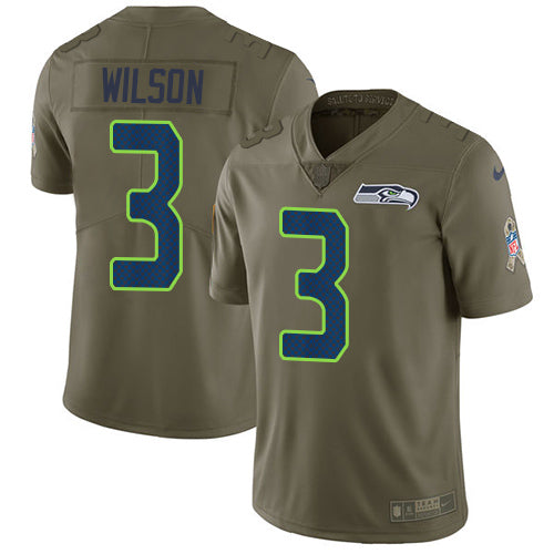 Nike Seattle Seahawks 3 Russell Wilson Olive Mens Stitched Nfl Limited 2017 Salute To Service Jersey