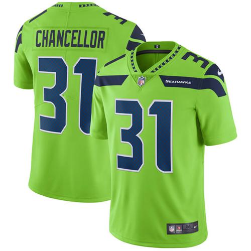 Nike Seattle Seahawks 31 Kam Chancellor Green Mens Stitched Nfl Limited Rush Jersey