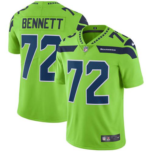 Nike Seattle Seahawks 72 Michael Bennett Green Mens Stitched Nfl Limited Rush Jersey